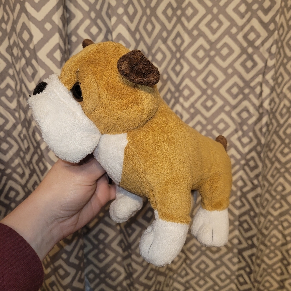 Brown and White Plush Dog Toy 8" Webkiz By GANZ- No Code